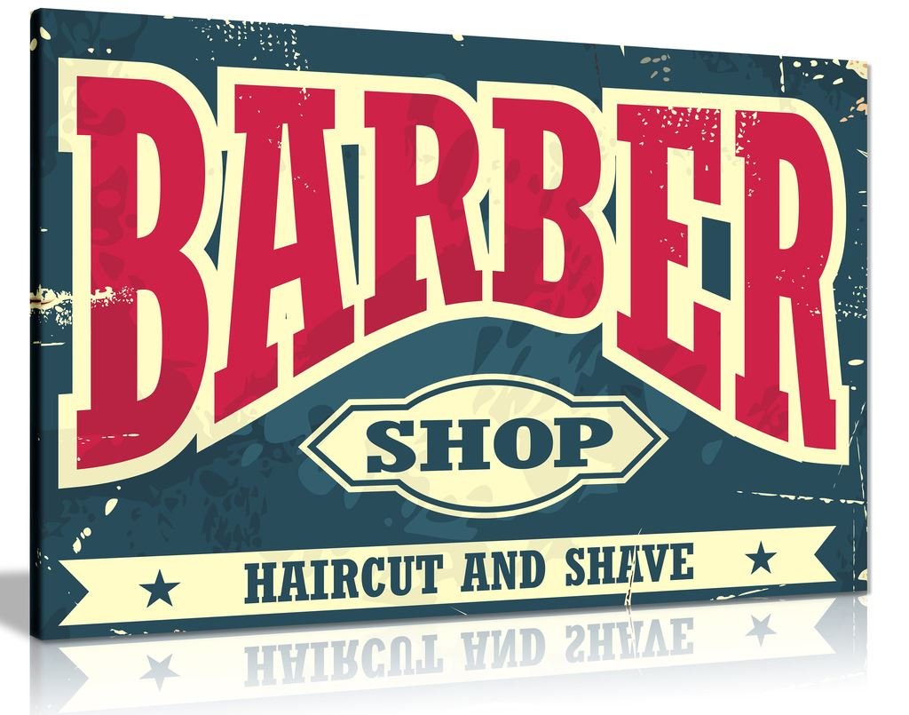 Barber Shop Decor Sign Haircut & Shave - Wrapped Canvas Print