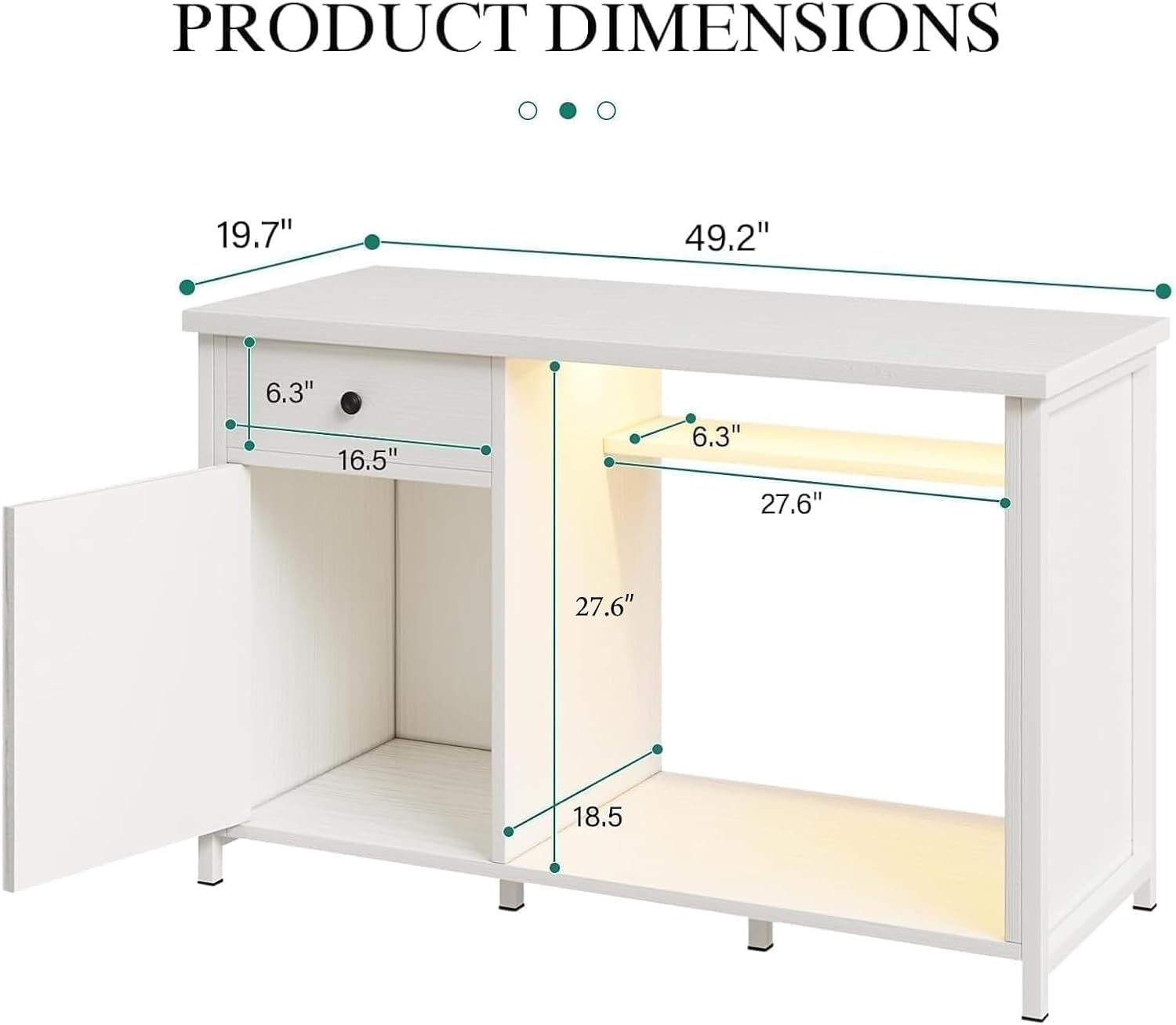 4ever2buy 55-75 Gallon Fish Tank Stand with Power Outlets, LED Light, Heavy Duty Aquarium Stand with Cabinet for Fish Tank Accessories Storage, for Turtle Tank, Reptile Terrarium, 1100LBS, White