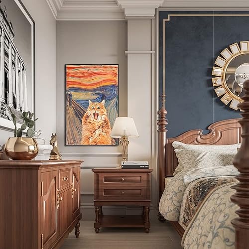 Miniatura 5 de Lienzo abstracto de Edvard Munch para pared, arte famoso, el grito, divertido gato, póster estético, pinturas de impresión retro, galería naranja,