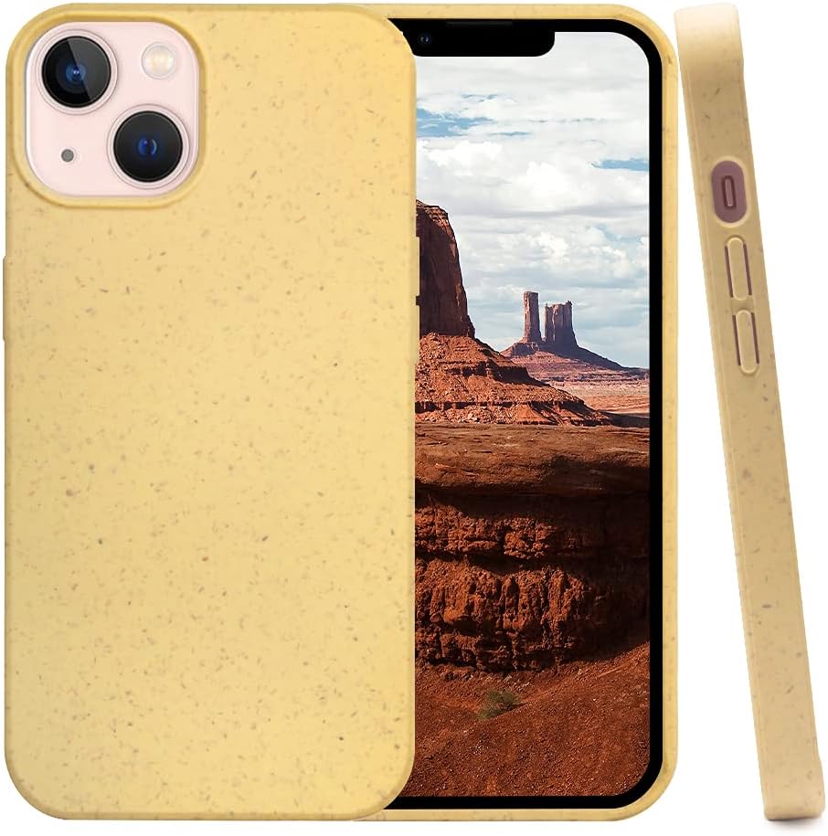Inbeage Earthever Bio Case for iPhone 13 (2021),100% Biodegradable, Eco-Friendly and Compostable,Plant Bumper,6.1 Inch (Custard Yellow)