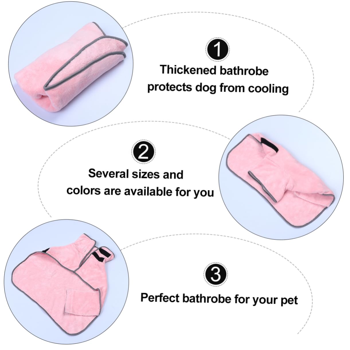 Toddmomy 3 Pièces Peignoir pour Chien de Bain pour Chien Serviette pour Chien Super absorbante Peignoir Chiot Absorbant Robe de séchage pour Animaux de Compagnie Rose