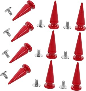 NUOBESTY 10 Piezas Remaches Metálicos de Cono Punk con Tornillo Tachuelas Resistentes para Ropa Zapatos y Bolsos DIY Accesorios de Cuero Decorativos Rojo