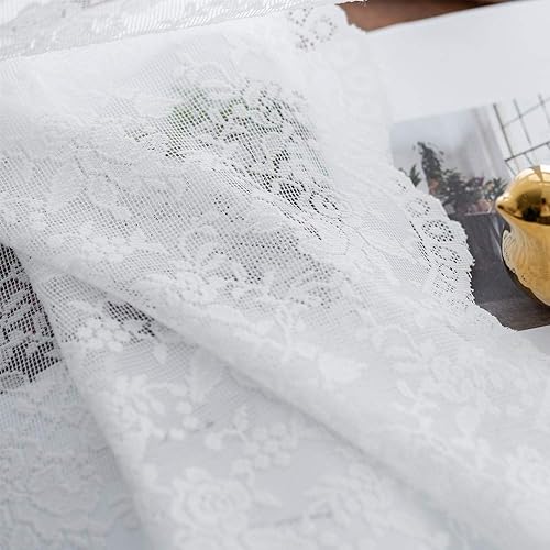 Miniatura 3 de Cortinas de encaje transparente floral blanco puro, cortinas de ventana para dormitorio, sala de estar, bolsillo para barra, encaje de punto rosa,