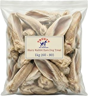 1kg Rabbit Ears with Fur/Hair 100% Natural Low Fat Dog Treats (Approx 60-80)