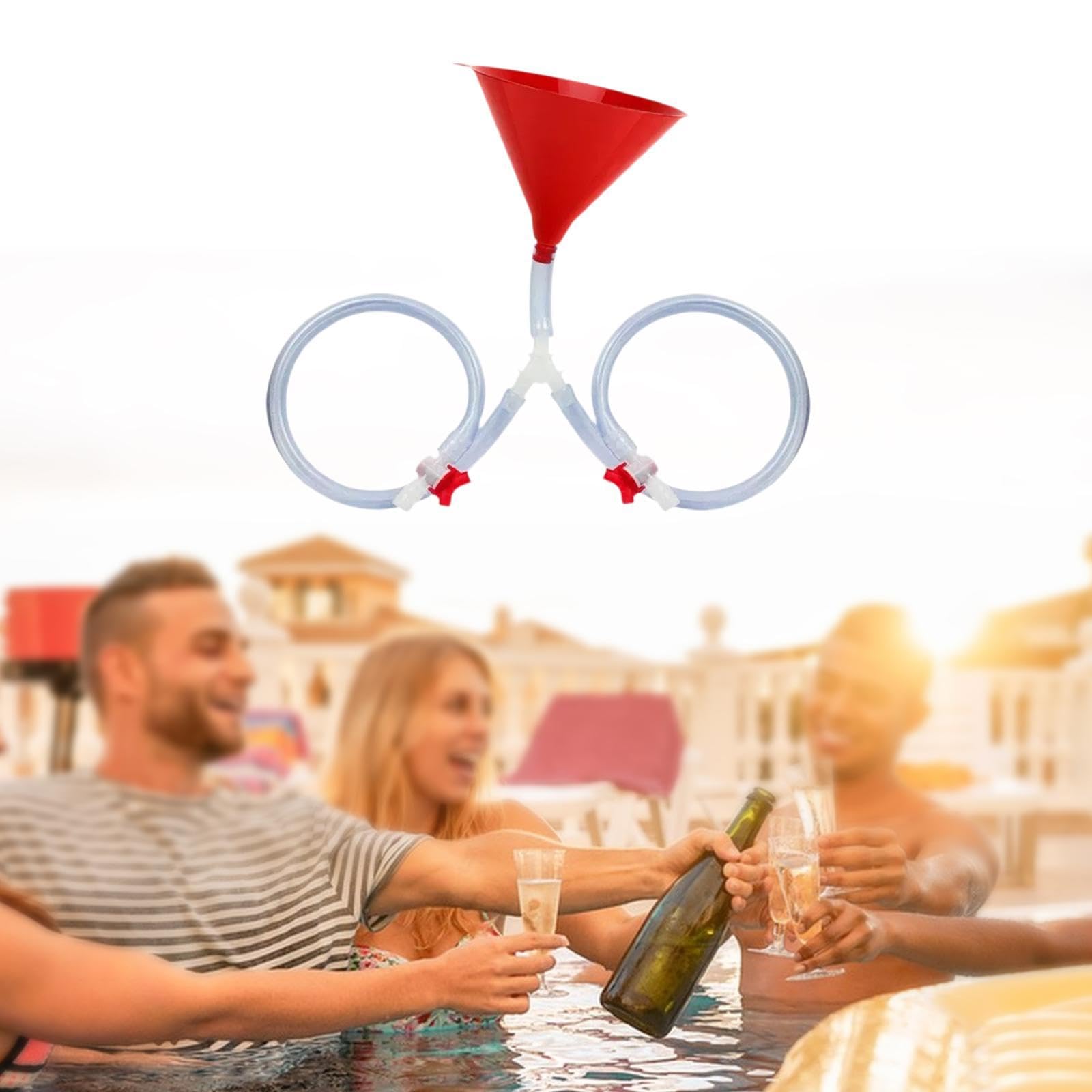Gralara Biertrichter Bierbong Trichter mit Ventil Eck -Leakproof -Trink Trichter Kompakt für Geburtstag des Frühlingspause Geburtstage, Hochzeiten, Halloween, Festival & Partys, Doppelrohr