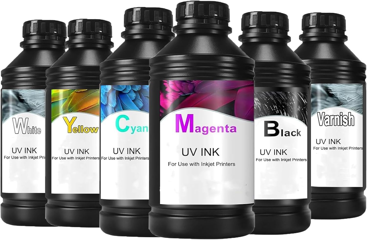 UV Encre pour UV A3 A4 Imprimante, CMYKWV,Doux/Dur Encre, Chaque Bouteille de 500ml, 6 Bouteilles au Total