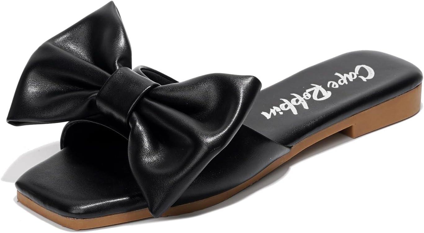 Cape Robbin Juju Sandals Slides for Women, Womens Mules Slip On Shoes with Bow - Sandals Slides for Women, Womens Mules Slip On Shoes with Bow