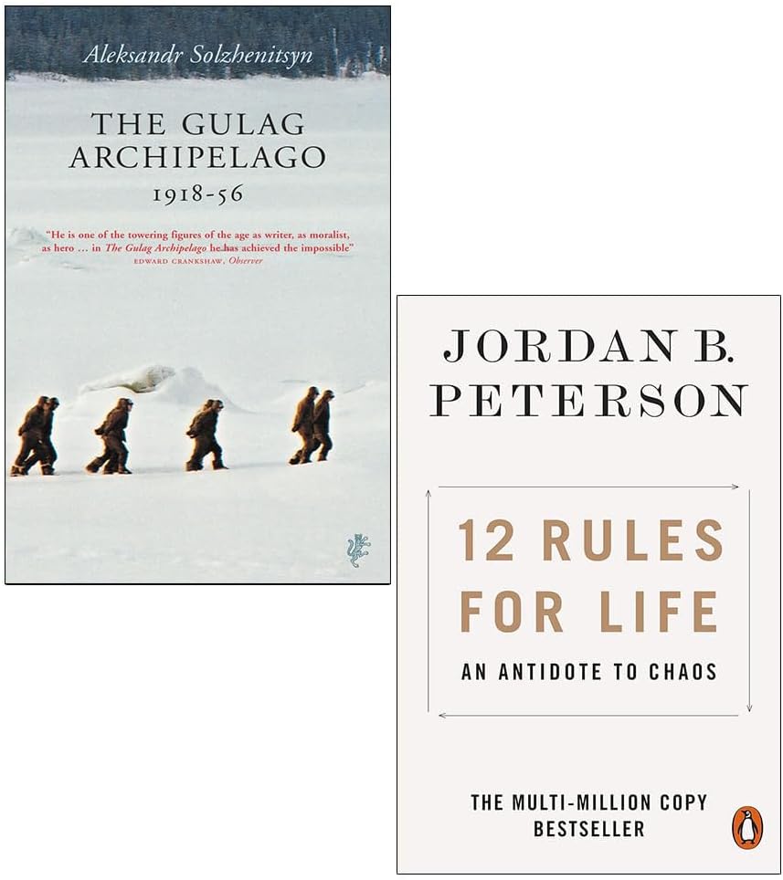 The Gulag Archipelago By Aleksandr Solzhenitsyn & 12 Rules for Life An Antidote to Chaos By Jordan B. Peterson 2 Books Collection Set