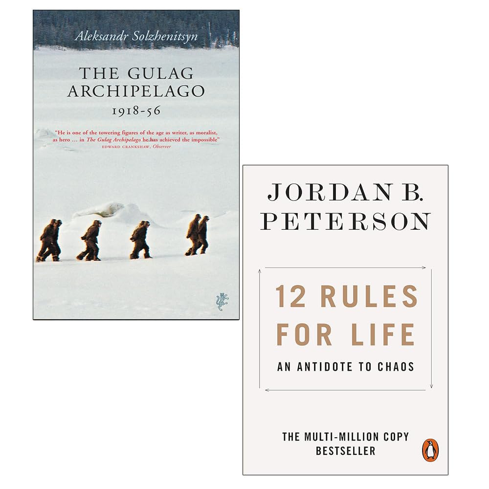 The Gulag Archipelago By Aleksandr Solzhenitsyn & 12 Rules for Life An Antidote to Chaos By Jordan B. Peterson 2 Books Collection Set