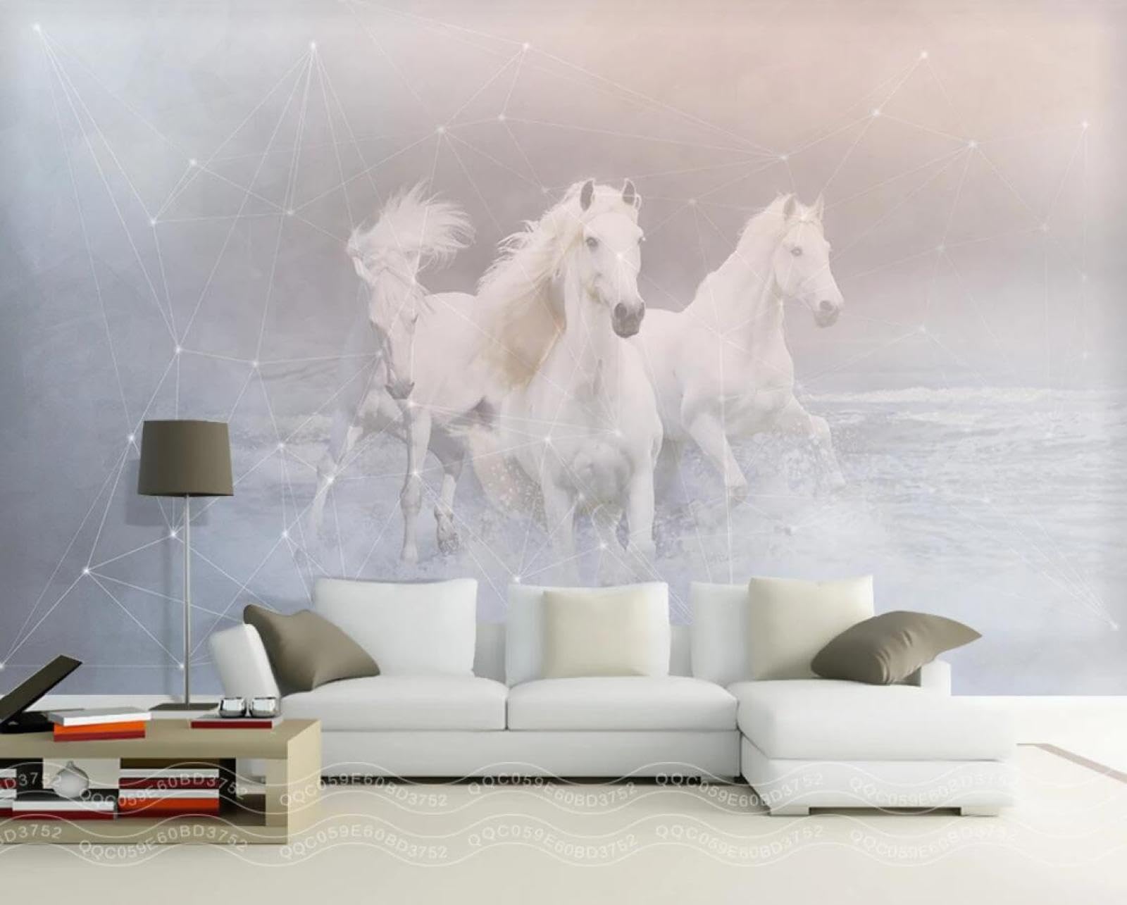 Papier peint panoramique cheval géométrique abstrait, l'esprit de liberté