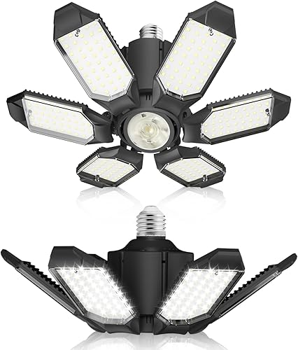 Miniatura 1 de Adiding Paquete de 2 luces LED de garaje, 20000 lm, luz LED brillante para taller, sótano, lámpara Srew en E26 E27 con foco ajustable y 6 paneles