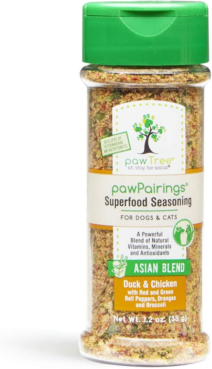 pawTree Asian Blend pawPairings Superfood Seasoning Healthy Food Topper & Flavor Enhancer for Any Dog and Cat Food. Spices Made with Freeze-Dried Raw Meat Protein, 8 Superfoods, Vitamins & Minerals