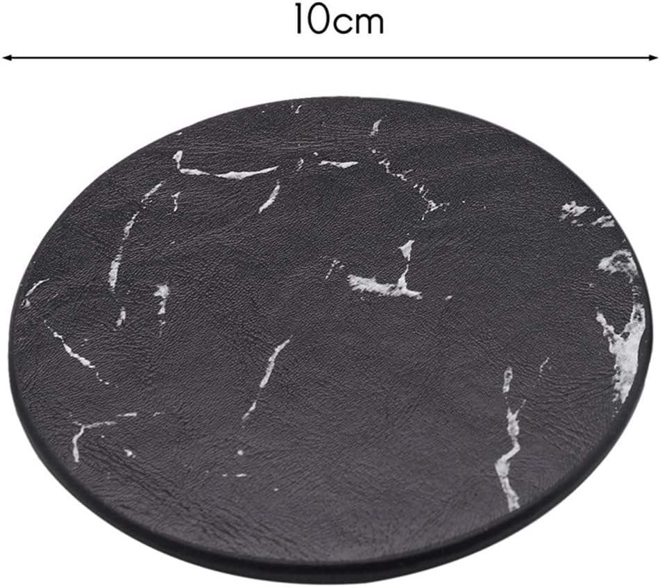 Coasters For Drinks 12-Piece With Holder,Marble Black Round Cup Mat Pad Set Of Home And Kitchen Use