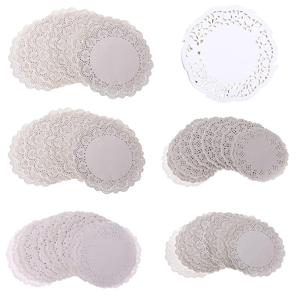 EINCORN 200 Pcs Lace Placemat Coaster Doilies Cake Placemat for for Weddings Formal Event Tableware Decoration to, As the Picture Shows