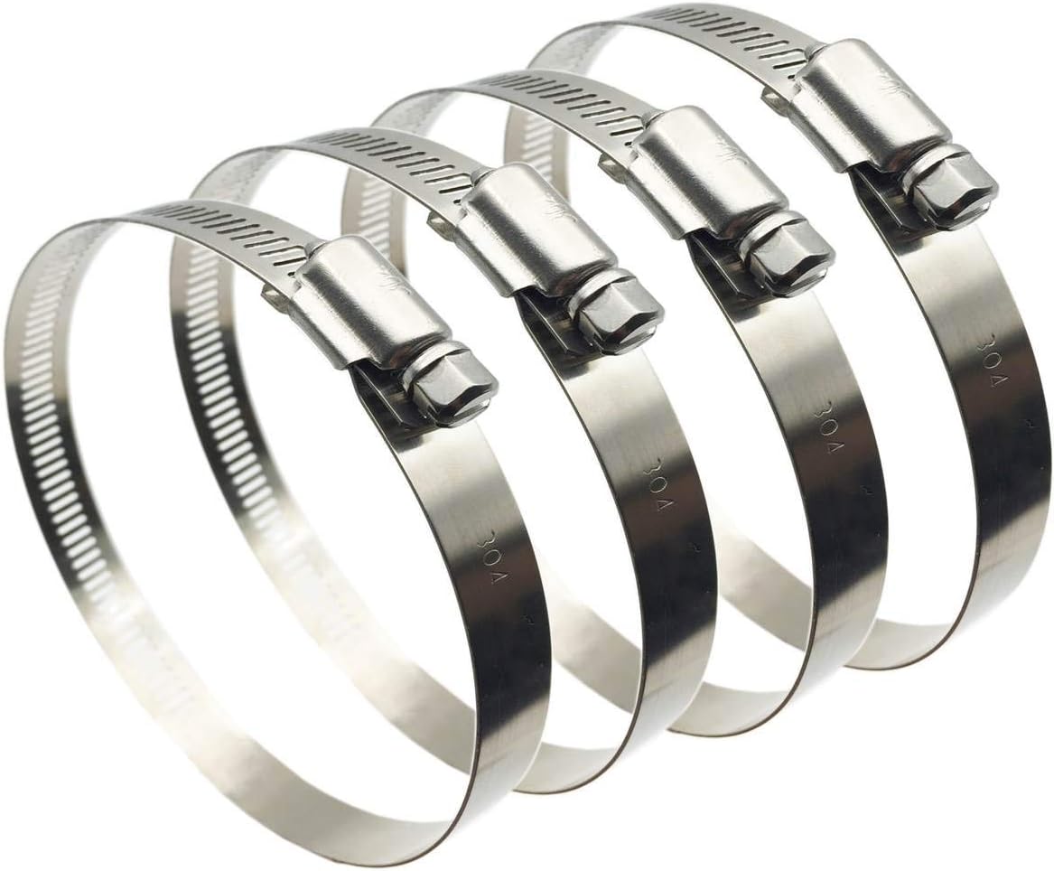 - 4Pcs 2.5" Adjustable 304 Stainless Steel Duct Clamps Clamp Pipe Clamp Air Ducting Clamp worm drive hose clamps （ 52mm-76mm, For 2.5" Hose)