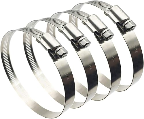 EesTeck 4 abrazaderas ajustables de acero inoxidable 304 de 25 pulgadas abrazadera de tubo abrazadera de conducto de aire abrazaderas de manguera de