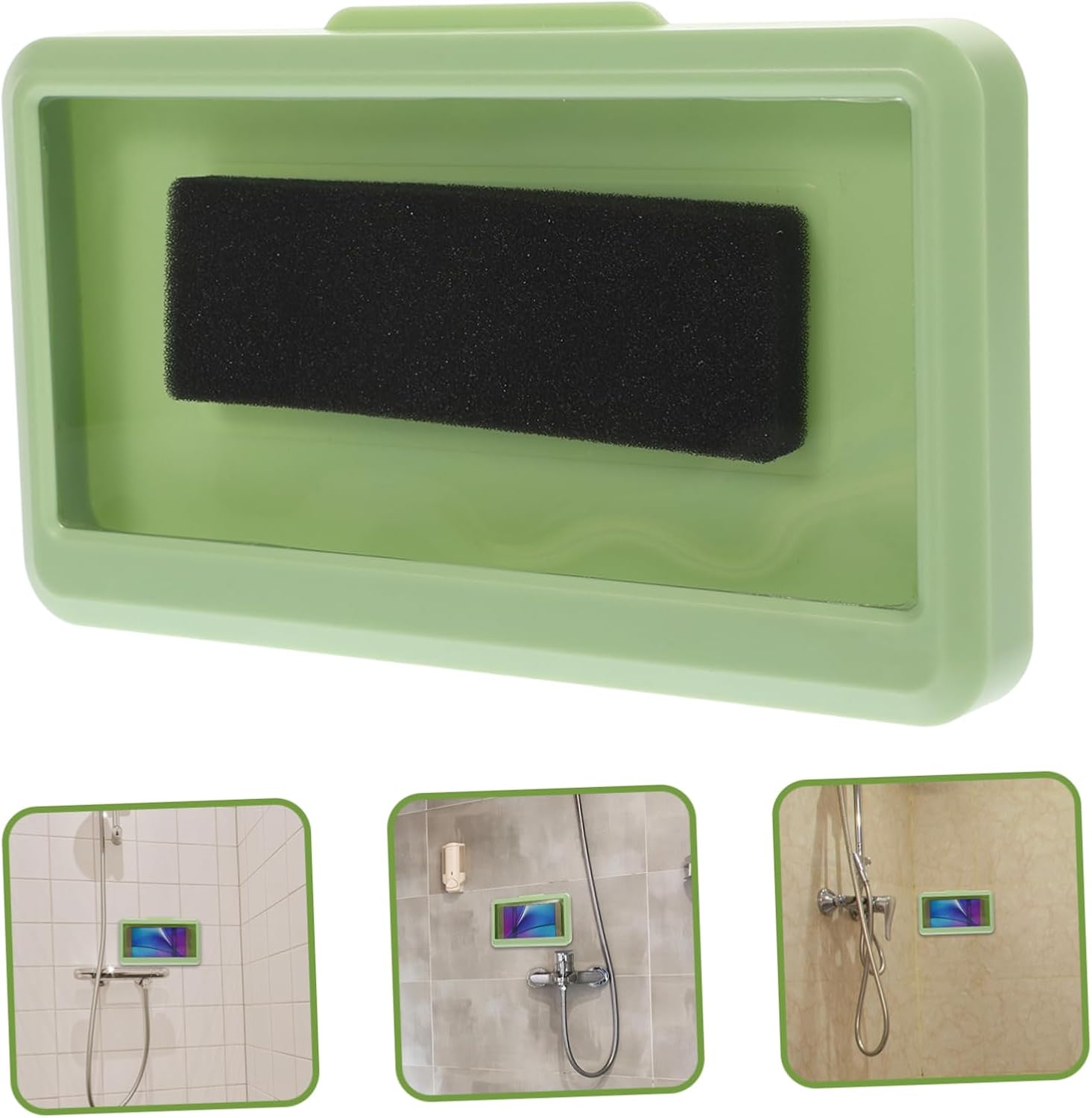 Waterproof Shower Phone Case Wall Mount Rotating Holder, Light Green image 2