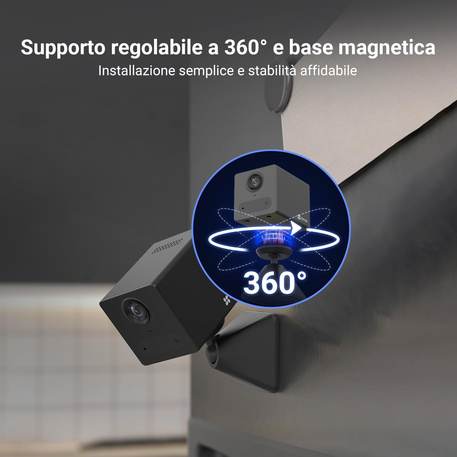 EZVIZ 4G LTE 2K Telecamera da Interno a Batteria, Audio Bidirezionale, Rilevamento di Persone, Registrazione Time-Lapse, Modalità AOV, 100% Senza Fili, 512GB SD(Non Inclusa), CB2 Nera