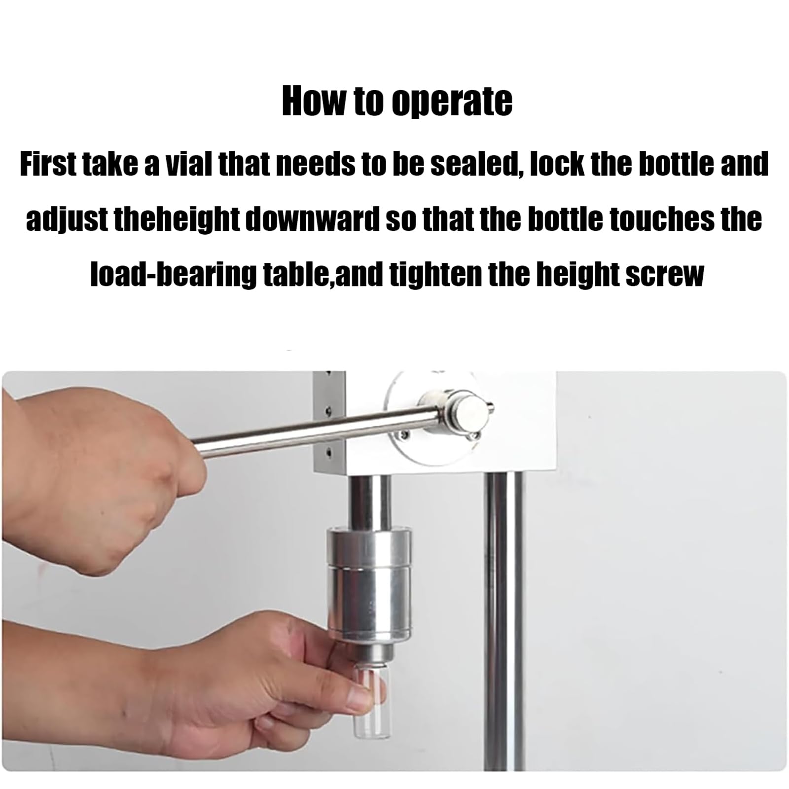 Máquina de sellado manual de viales para prensadora de tapas de aluminio y plástico de 13/20 mm, con altura y tensión ajustables para uso en laboratorio