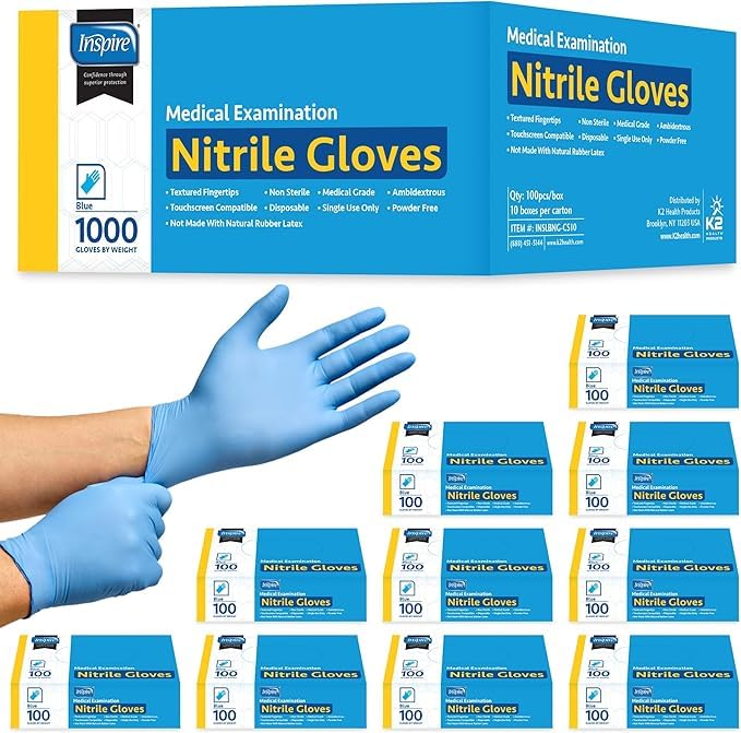 Image of Inspire Black Nitrile Disposable Gloves | 4.5 Nitrile Disposable Safety Medical Cooking Cleaning Gloves