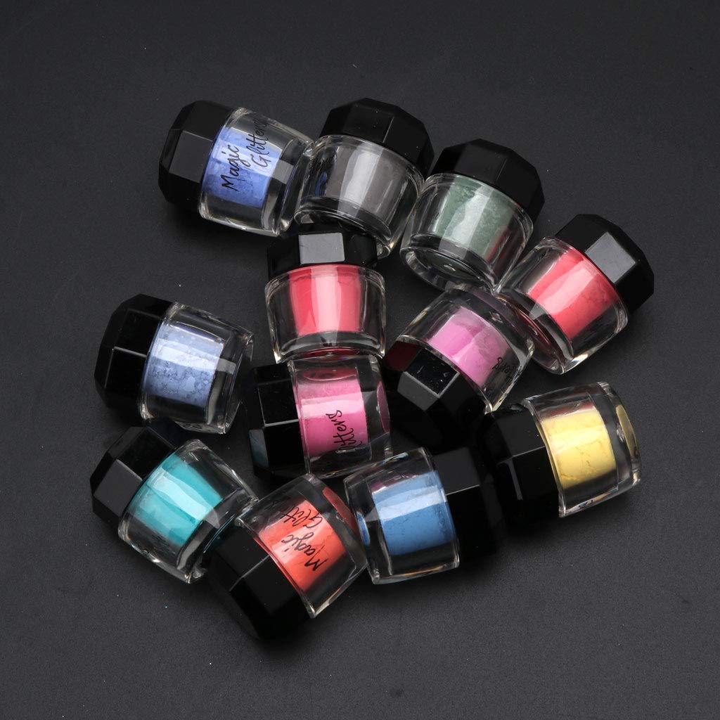 12 scatole di glitter per unghie, per scintillii, paillettes, paillettes, unghie, pigmenti, decorazione, espositore per cornici