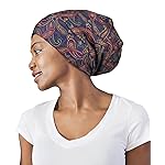 FocusCare Sleep Slouchy Headwear for Frizzy Women Curly Hair Satin Cap Stripe Black Yellow