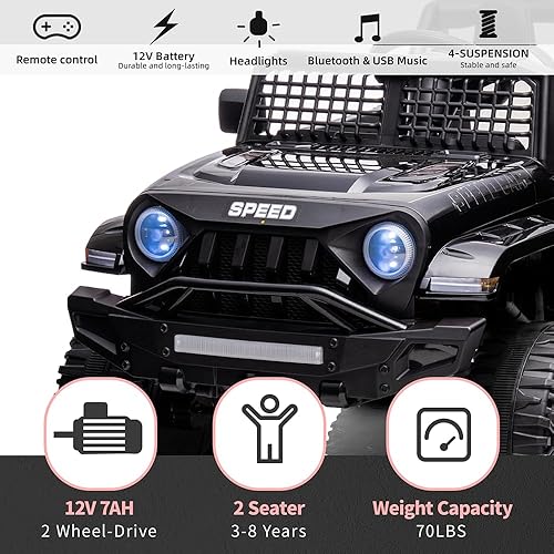 Miniatura 3 de Vehículo eléctrico eléctrico con batería de 12 V con control remoto, botón de arranque, botón oscilante, MP3, ruedas eléctricas, vehículos