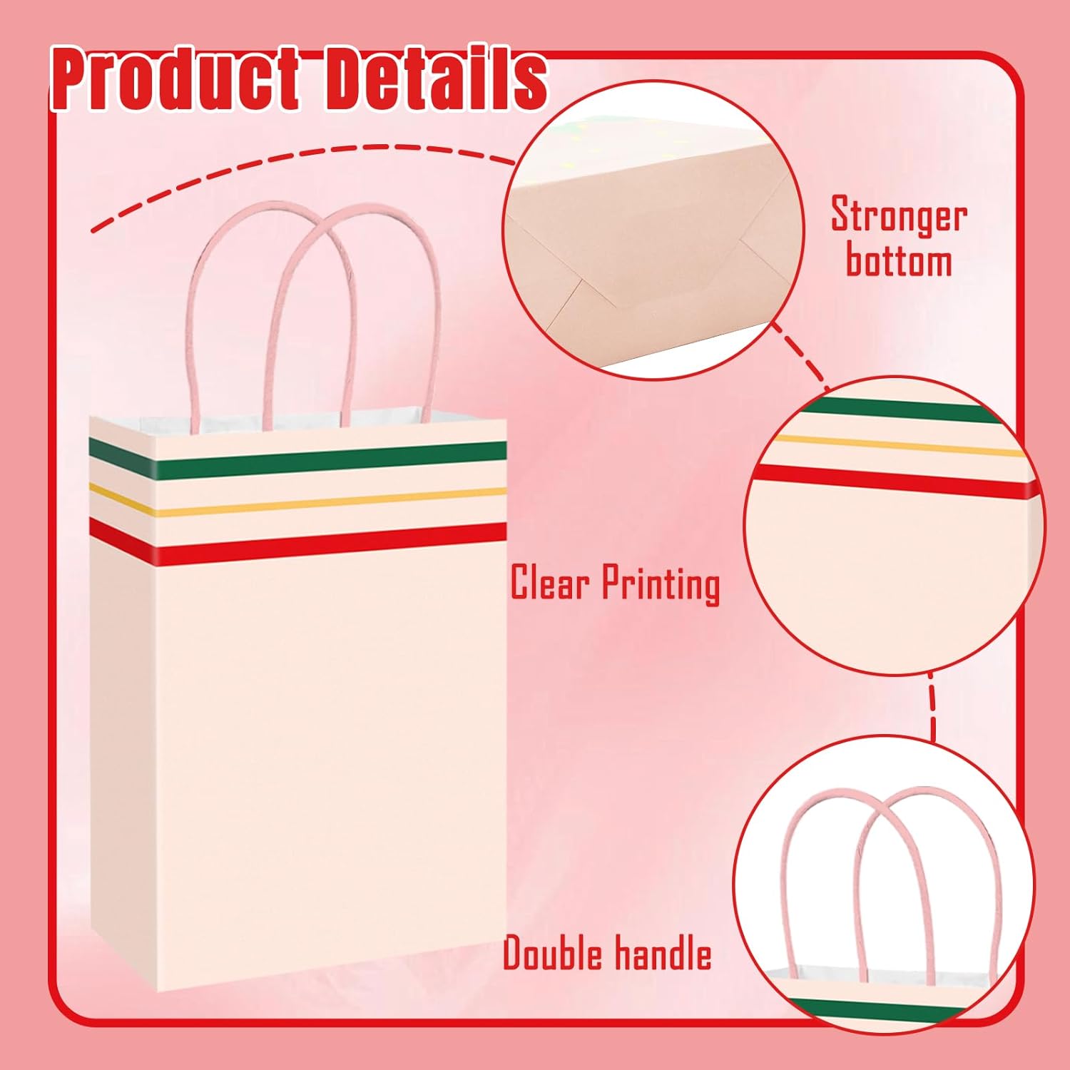 FYSUIMU 24Pcs Gingham Paper Bag Pink Green Plaid Camp Treat Bags with Handles Candy Goodie Gift Bags for Birthday Baby Shower Bachelorette Party Favors Supplies - Image 3
