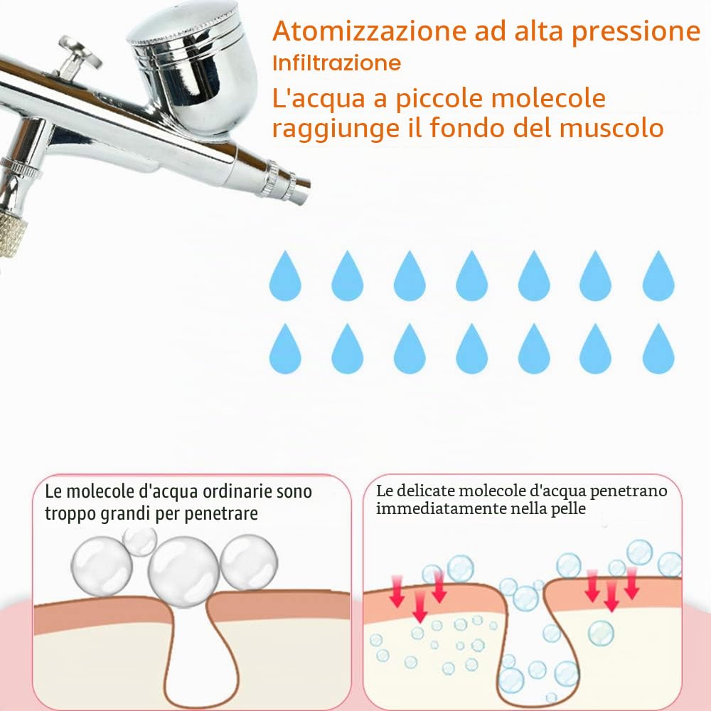 Macchina Iniezione Ossigeno Viso, Spray Spruzzatore Ossigeno Facciale Micro-Nano Idratante Bellezza Pistola Spruzzo, Dell'iniettore Flusso d'Aria: 20-23L / MIN, Pressione: 5PSI / 43PSI (Purple)