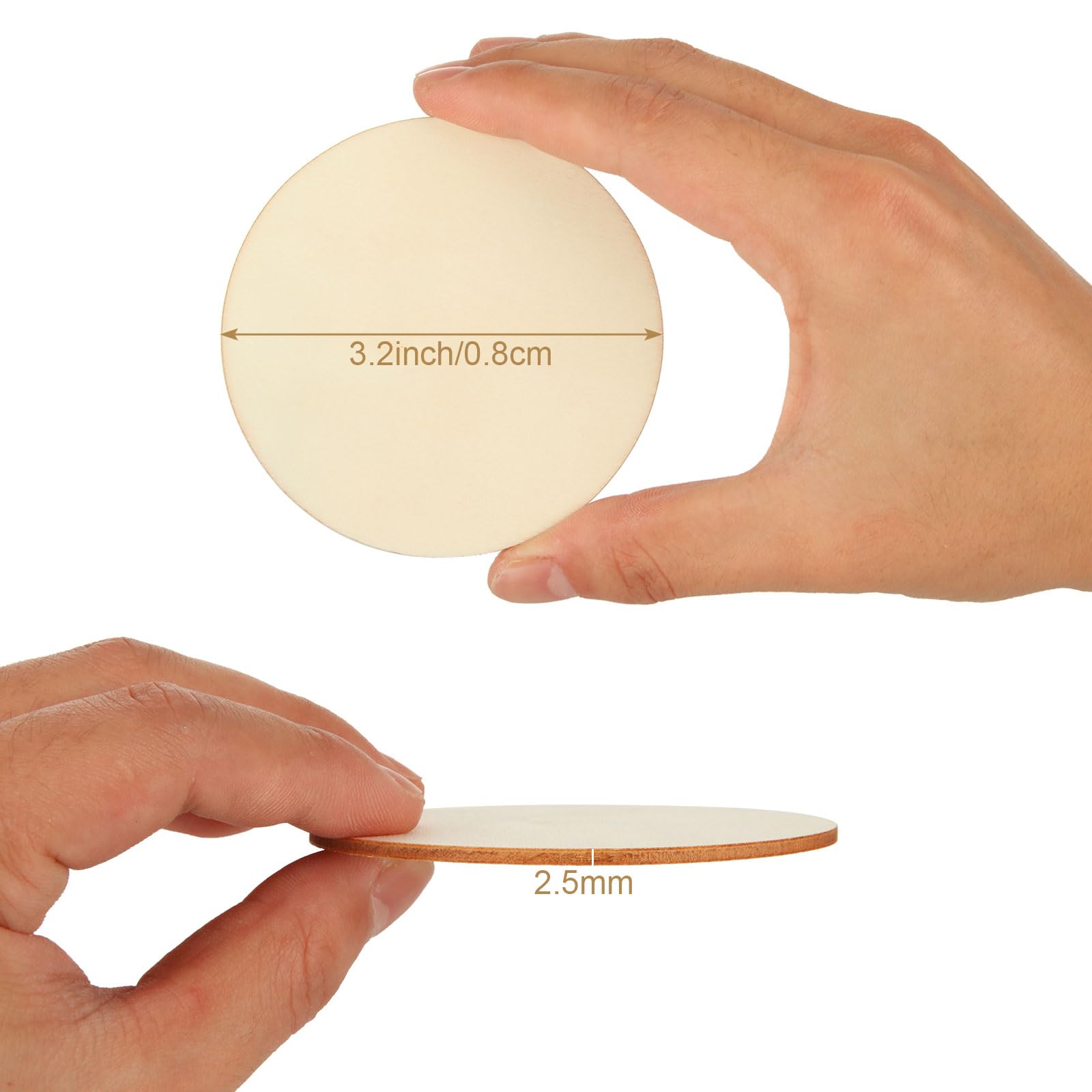 YAYODS 100 Dischi Di Legno Naturali 6-7 Cm Per Fai Da Te | Rotelle In Legno Non Trattate Per Pirografia, Decorazioni, Etichette | Spessore 2 Mm