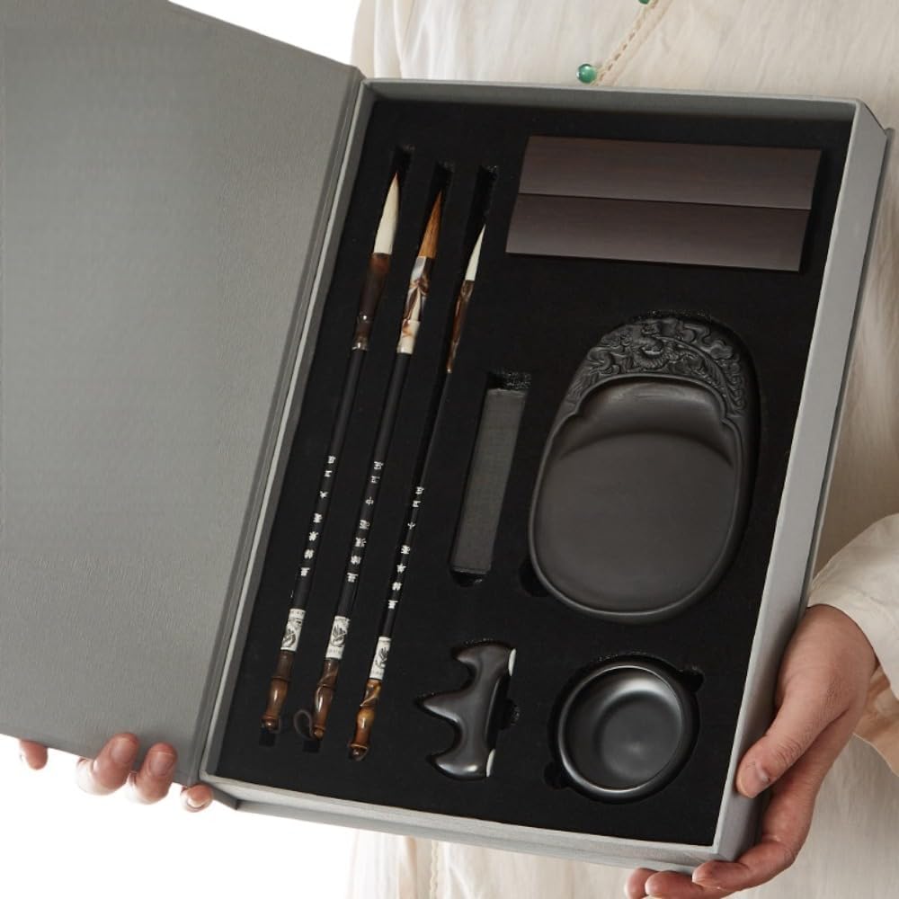 Calligraphy Brush Ink Paper Ink Box Set, Calligraphy Four Treasures for Beginners, Calligraphy Tools Set for Elementary Students, Gift for Beginners, Brush, Ink, Paper, Ink Print, Calligraphy