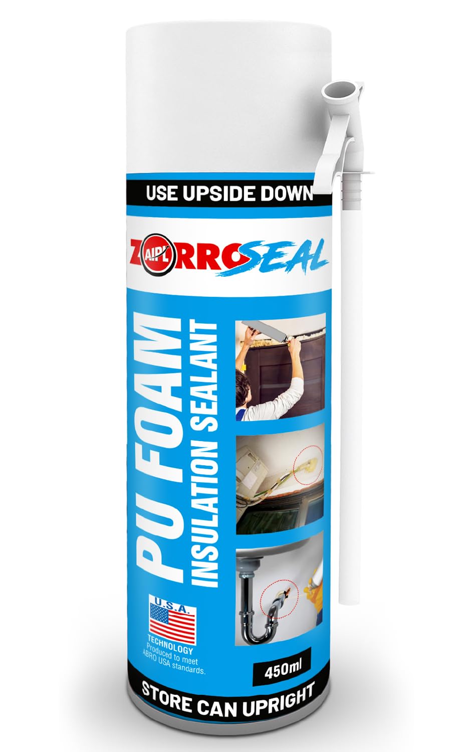 AIPL Zorroseal Expanding PU Foam Sealant – Single Component, Fast Curing, Gap Filler for Walls, Windows & Pipes – HFC-Free, Sound & Thermal Insulation – Easy Spray Application – 500ml – Light Yellow-image-29