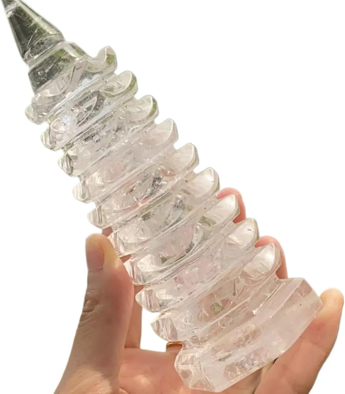 SXQWEPGOM 1pc 10-11cm White Crystal Wenchang Tower Gemstone