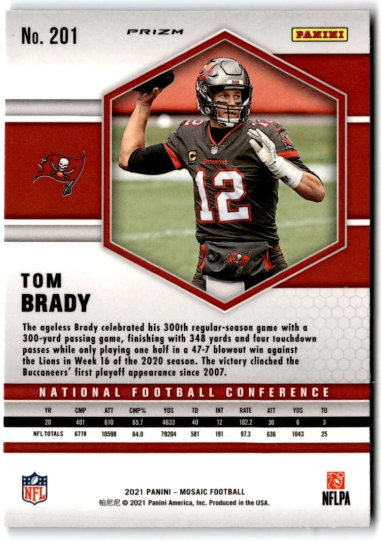 2021 Panini Mosaic Mosaic Reactive Blue #201 TOM BRADY Tampa Bay Buccaneers Football Trading Card