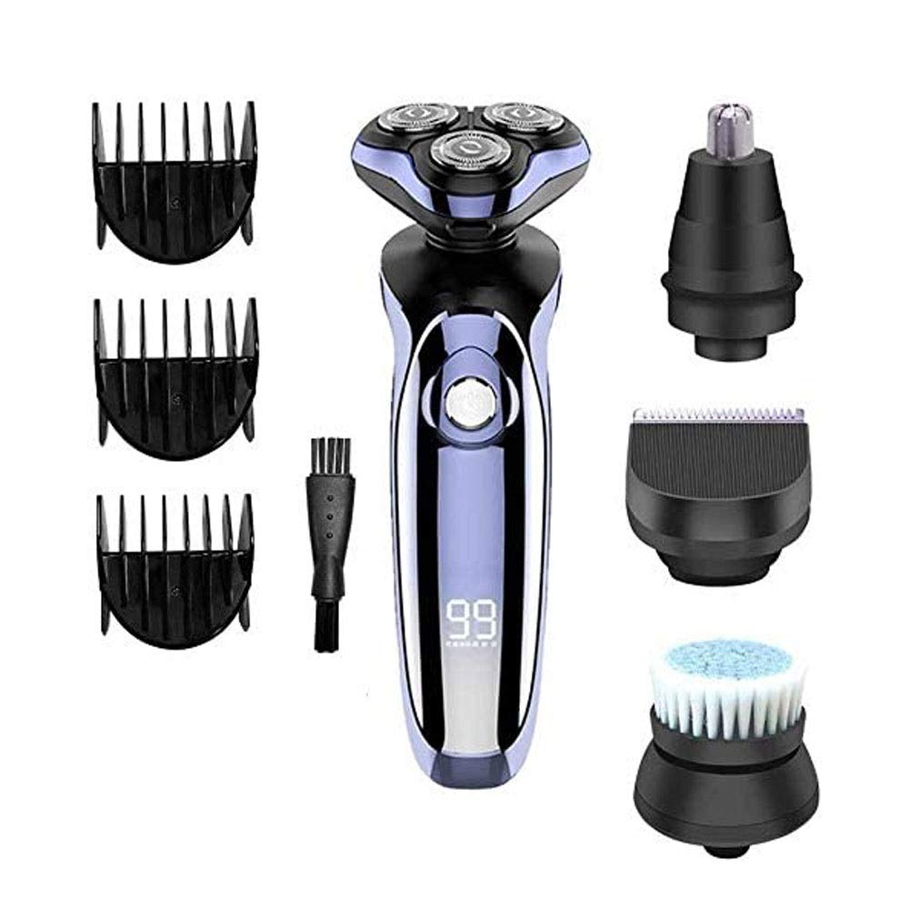 Rasoio elettrico da uomo, rasoio elettrico da uomo, asciutto e bagnato, impermeabile, rotante, rasoio facciale da viaggio, ricaricabile tramite USB, con regolabarba per marito