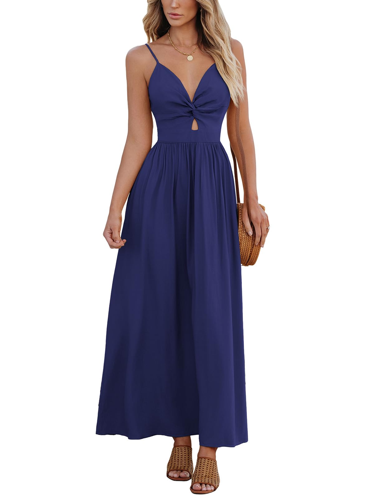 CUPSHE Robe d'été pour Femme - Col en V - sans Manches - Couleur contrastée - Imprimé Floral - Mini Robe décontractée - pour fête, Plage