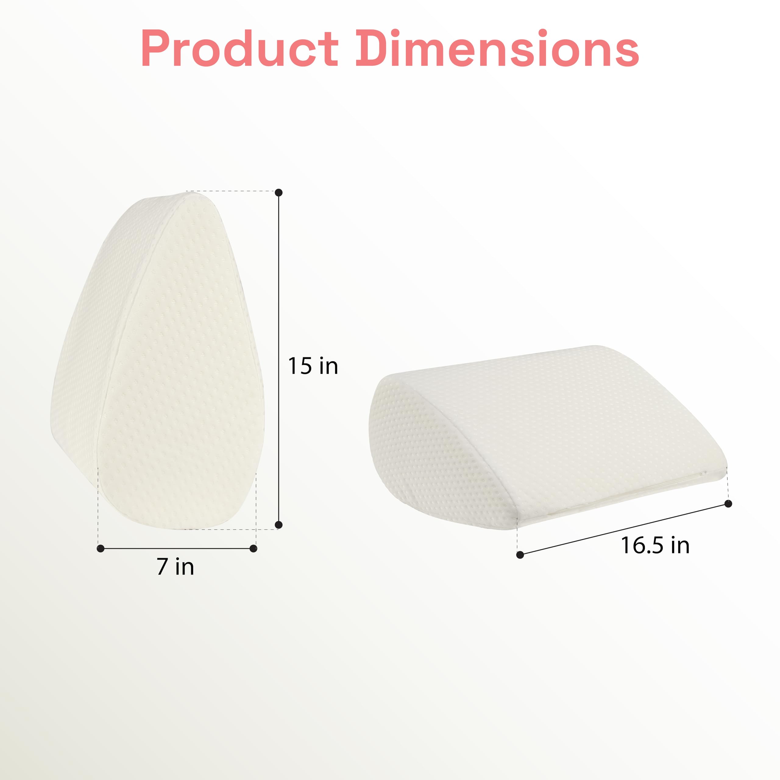 Wakefit Memory Foam Curved Wedge Pillow | Soft, Washable Cover | Multi-Purpose Support for Back Relief, Leg Elevation & Knee Comfort | White 3