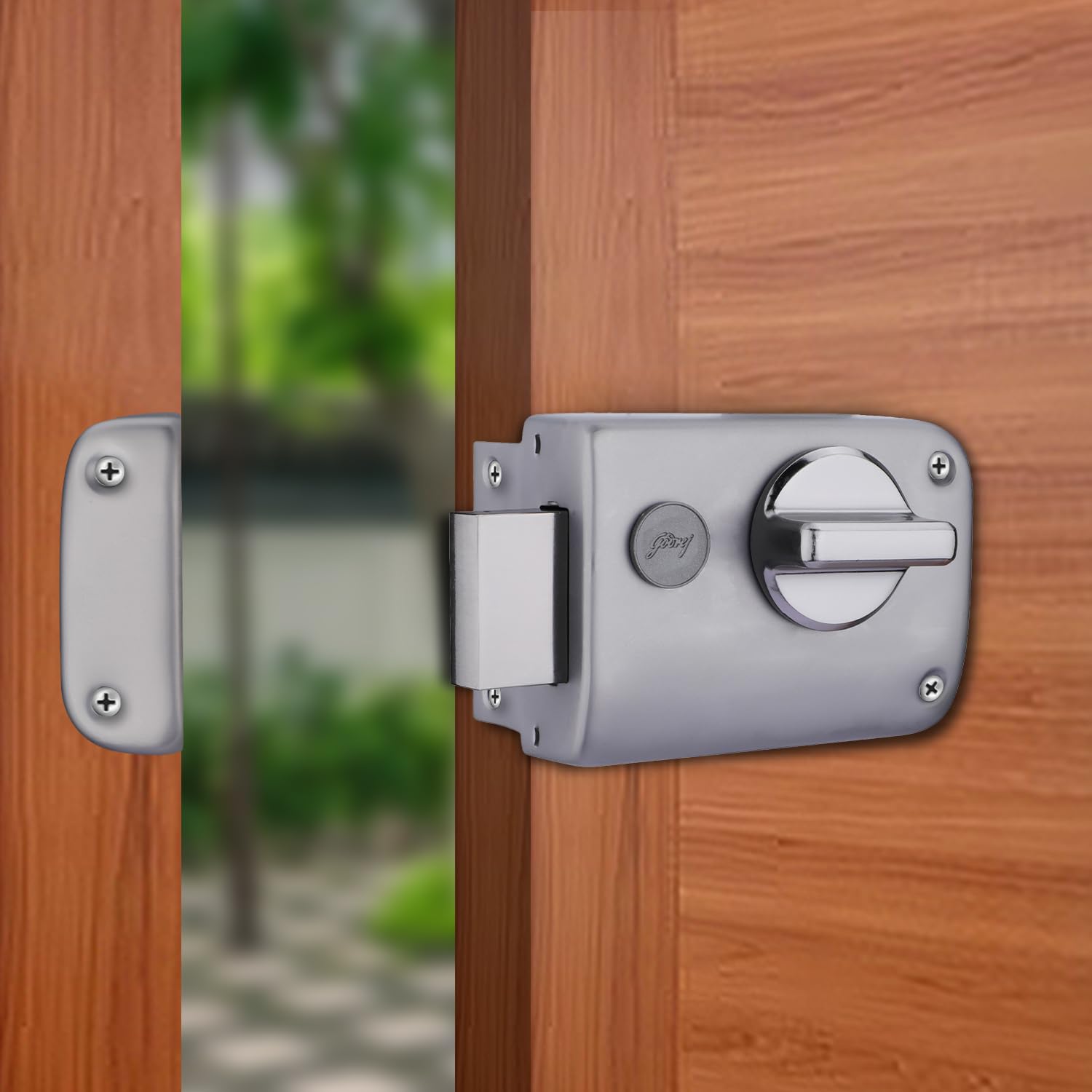 Godrej Rim Lock I Rim Deadbolt Ultra XL+ I 1CK Deadbolt I for Inside Opening Wooden Door | Left/Right Handed Doors I 4 Keys I 5-Year Warranty I Manual Locking l Matte Black Nickel Finish — Amazon image 2