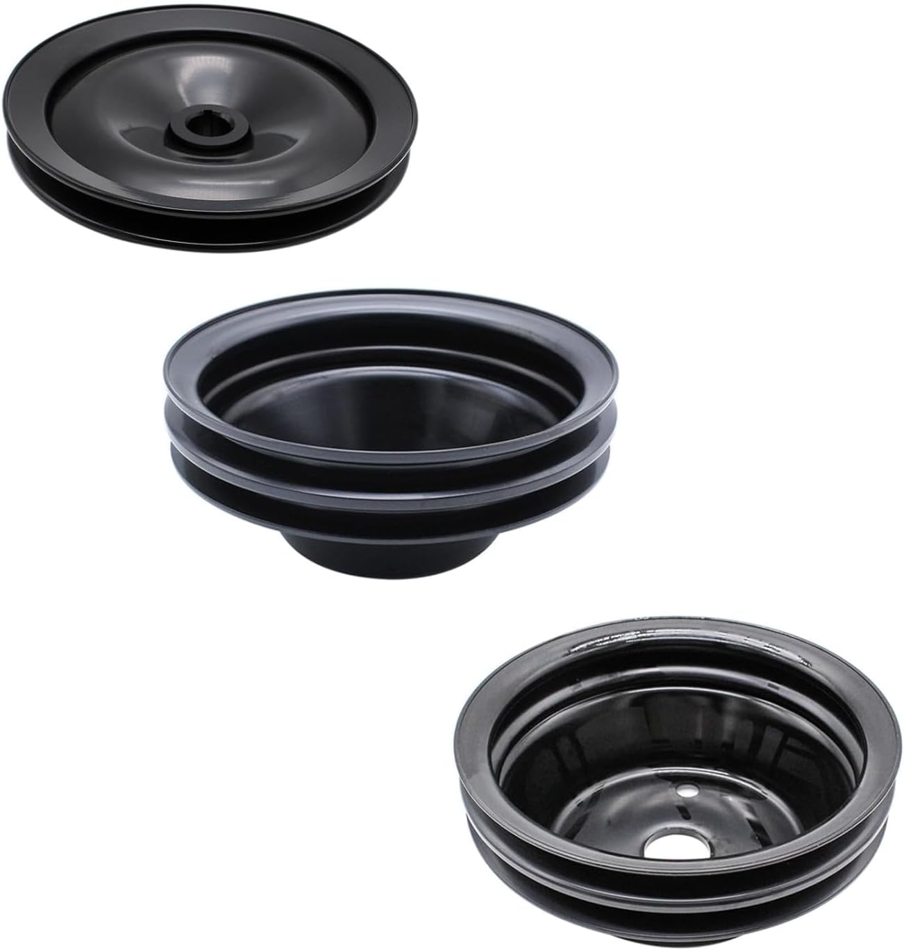 Complete Saginaw Power Steering Pump and 1/2 Groove V-Belt Water Pump and Crankshaft Pulley with Bracket Kit Set Compatible with SBC Chevy 265 283 305 327 350 383 400 Long Water Pump