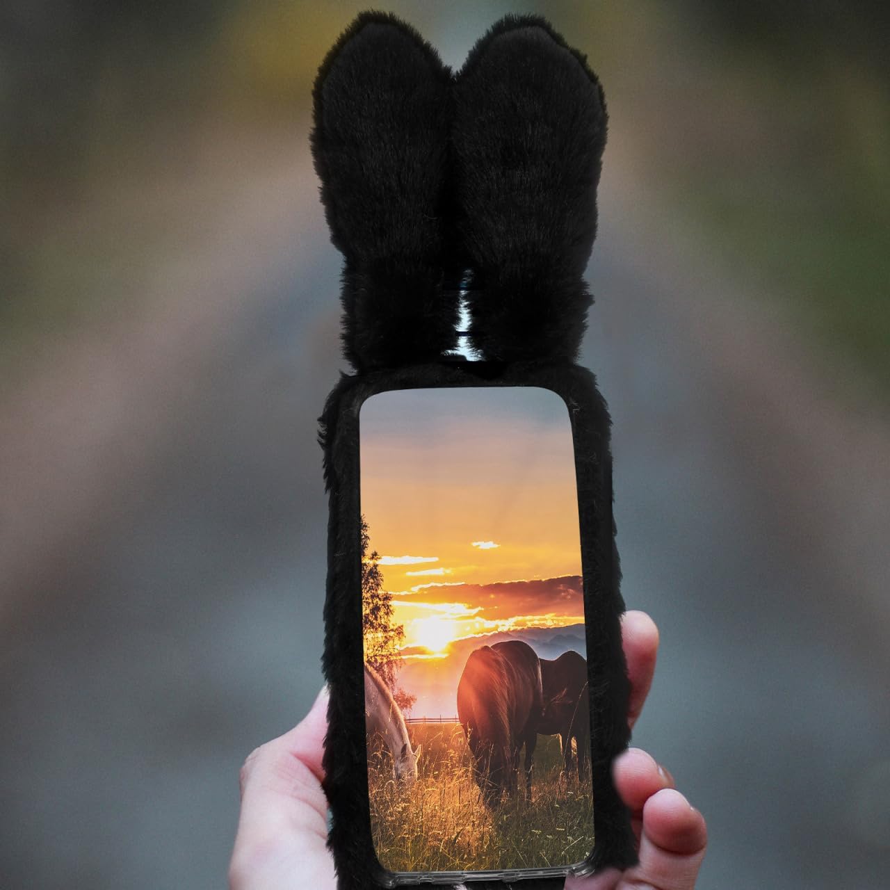 Fluffy Bunny Phone Case for 2021 Soft Protective Mobile Phone Cover Plush Scratch Resistant Cute Stuffed Animal Accessories