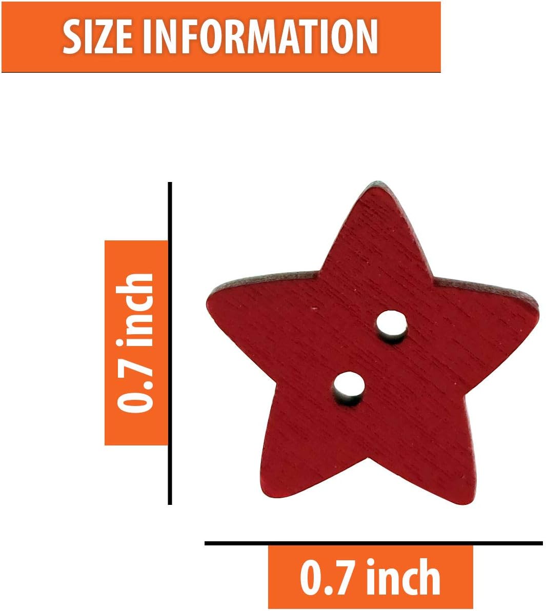 100 Pcs Colorful Wooden Star Buttons with 2 Holes Rustic Buttons for Clothes Sewing Scrapbooking Art Crafting DIY Decoration