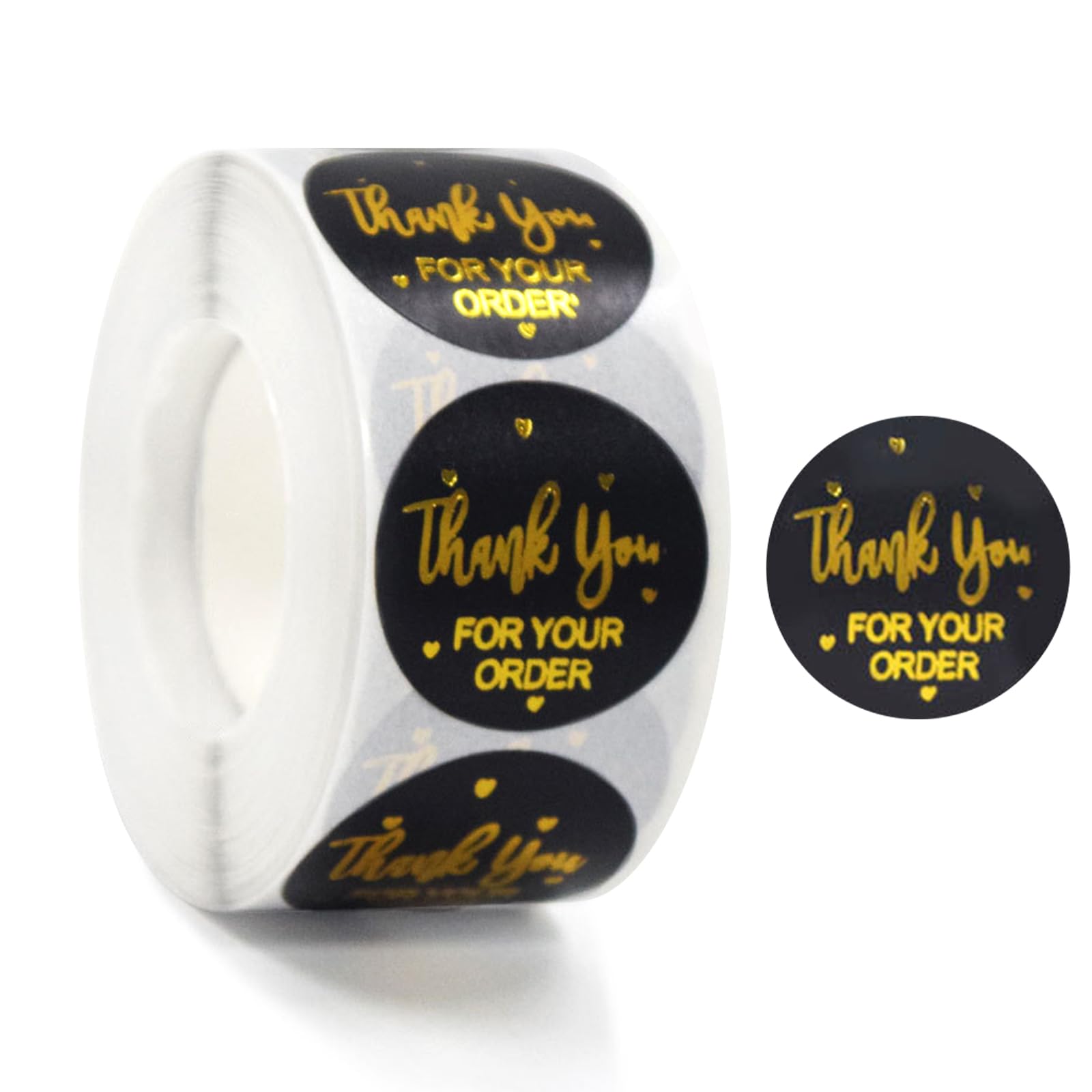 500 Pcs Self-Adhesive Thankyou Stickers Roll, 2.5cm Black Round Thank You Stickers, Thankyou Sticker for Wedding Birthday Party,Business, Letters Packaging Gift, Retail Bags- Online Retailers