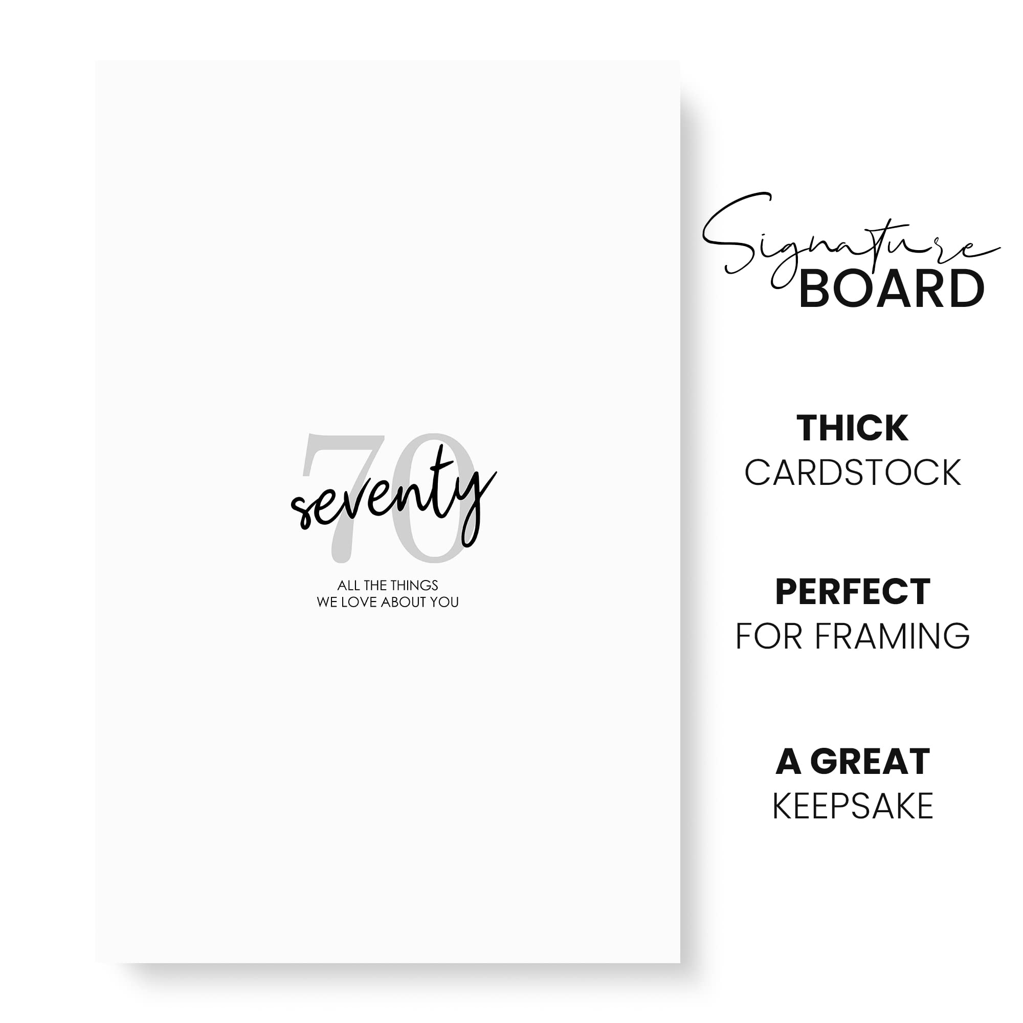 Karto 70th Birthday Signature Board for Party - Party Supplies, Guest Book, Signing Board, Or Card Alternative - Poster Size 11x17 (Unframed) - Simple Grey