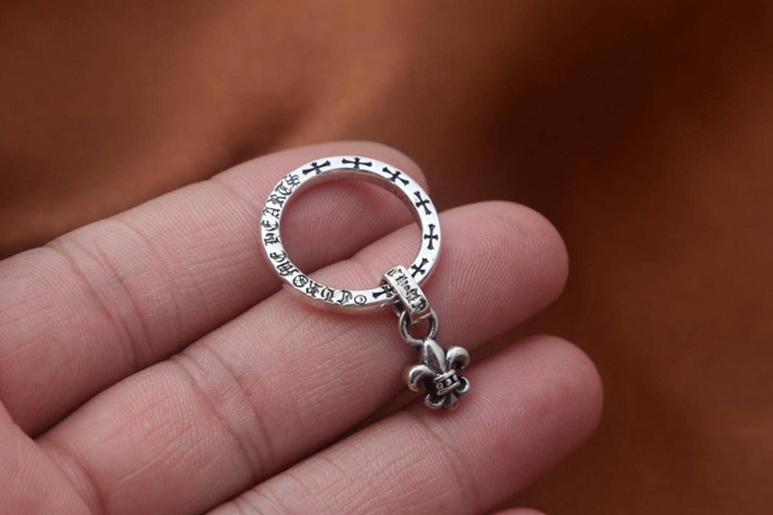 Ring de Dedo Abierta de Metal esterlina S925 Joyería de Metal de esterlina, Personalidad de Metal Vintage Cross Anchor Cross Posting Pareja Regalos para Amantes de Metal, 19#