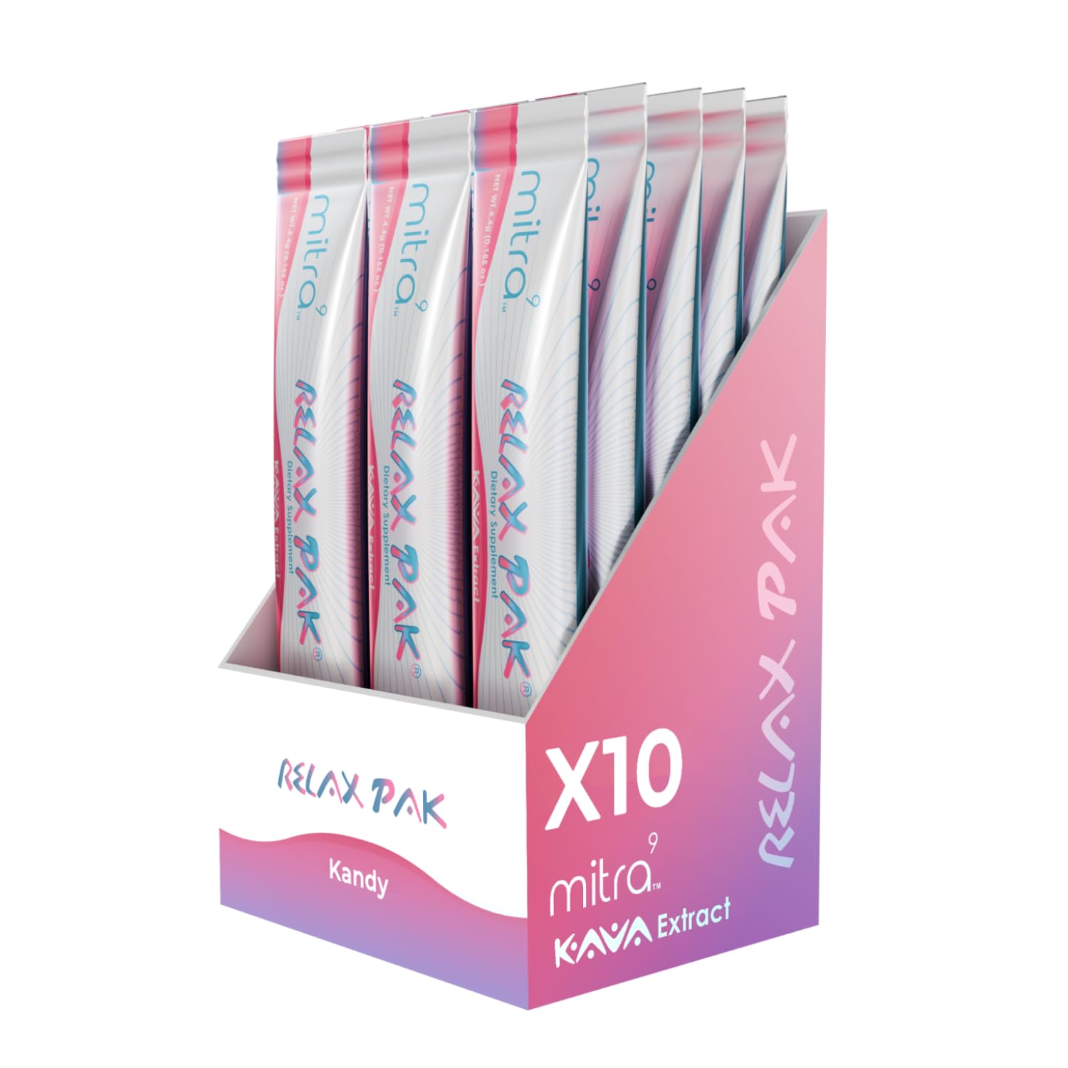 Mitra9Kava Powder RelaxPak - Kandy Kava Extract Powder Packets | Mood Enhancer | Plant Based | Promotes Natural Calm & Clarity | Easy Open Single-Serving Stick (10)