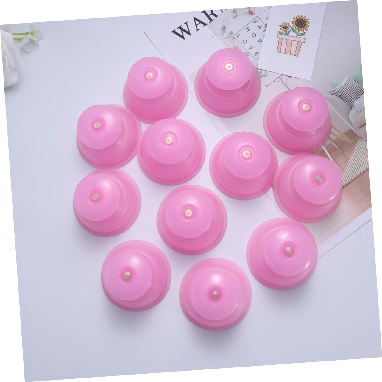 Ventouses de Massage en Silicone 12 Pièces Rose pour Thérapie