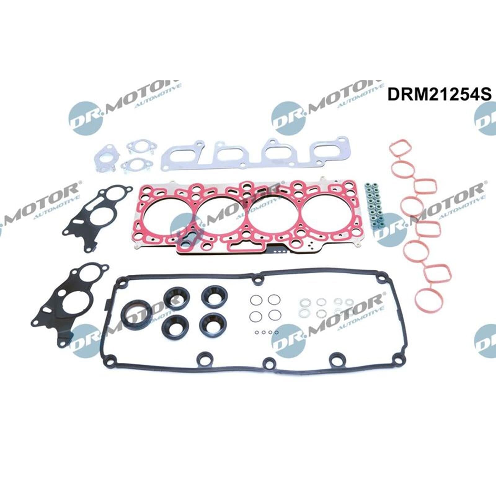 DR.MOTOR AUTOMOTIVE DRM21254S Kit guarnizioni motore con paraolio-albero a gomiti con guarnizione cappa testa del cilindro con guarnizione testata con guarnizione tenuta stelo valvola con