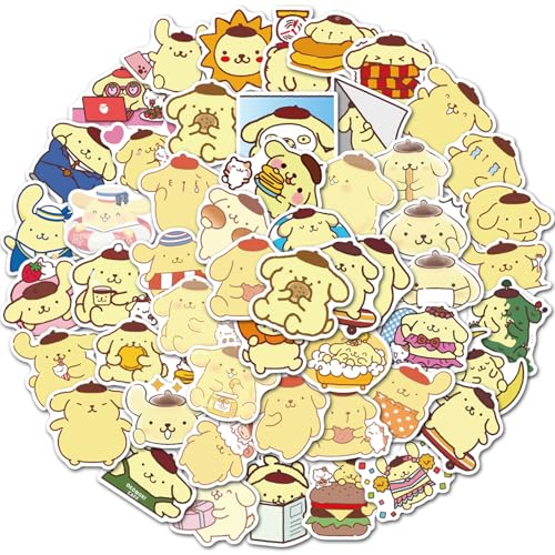 YUYIYULE 50 Pcs Pompompurin Stickers Cute Sanrio Golden Retriever Aesthetic Waterproof Stickers Luggage Skateboard Water Bottle Stickers Decal Bicycle Snowboard Decorate Gift.