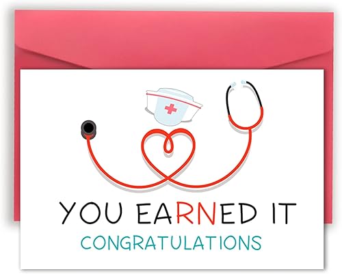 Preciosa tarjeta de graduación de enfermera para ella, regalos de graduación RN para enfermeras, divertida tarjeta de graduado de la escuela de