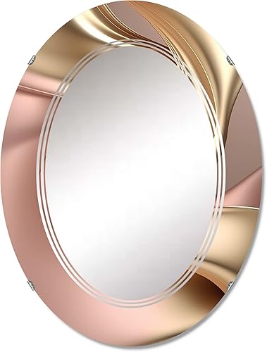 DesignQ Oro líquido liso en tonos suaves de oro y gris pardo III, espejo de tocador, espejos de baño, espejos de pared para sala de estar,